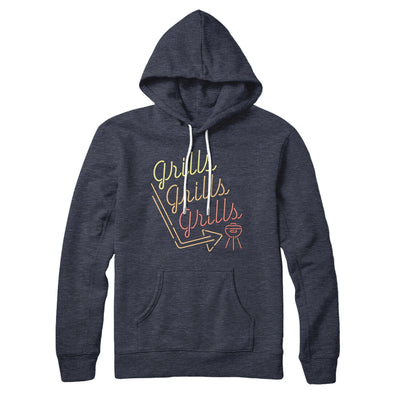 Grills Grills Grills Hoodie Heather Navy | Funny Shirt from Famous In Real Life