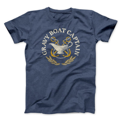Gravy Boat Captain Funny Thanksgiving Men/Unisex T-Shirt Heather Navy | Funny Shirt from Famous In Real Life