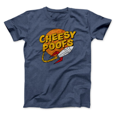 Cheesy Poofs Men/Unisex T-Shirt Heather Navy | Funny Shirt from Famous In Real Life