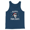Happy Pawlidays Men/Unisex Tank Top Heather Navy | Funny Shirt from Famous In Real Life