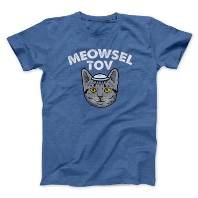 Meowsel Tov Funny Hanukkah Men/Unisex T-Shirt Heather Royal | Funny Shirt from Famous In Real Life