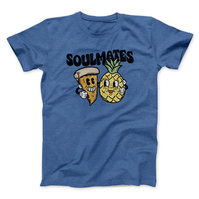 Soulmates Pineapple & Pizza Men/Unisex T-Shirt Heather True Royal | Funny Shirt from Famous In Real Life