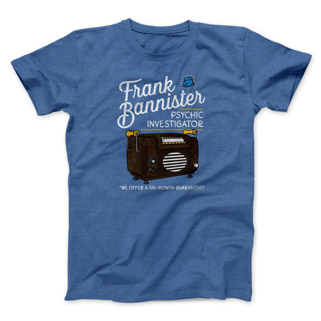 Frank Bannister Psychic Investigator Funny Movie Men/Unisex T-Shirt Heather True Royal | Funny Shirt from Famous In Real Life