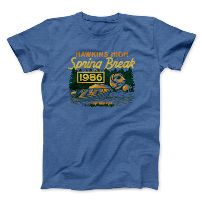 Hawkins Spring Break 1986 Men/Unisex T-Shirt Heather True Royal | Funny Shirt from Famous In Real Life