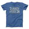Turkey & Mashed Potatoes 2024 Funny Thanksgiving Men/Unisex T-Shirt Heather True Royal | Funny Shirt from Famous In Real Life