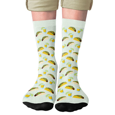 Tacos & Tequila Adult Crew Socks | Funny Shirt from Famous In Real Life