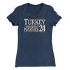 Turkey & Mashed Potatoes 2024 Funny Thanksgiving Women's T-Shirt Indigo | Funny Shirt from Famous In Real Life
