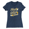 Here For A Gourd Time Funny Thanksgiving Women's T-Shirt Indigo | Funny Shirt from Famous In Real Life