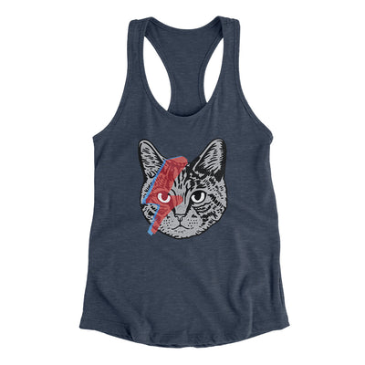 Bowie Cat Women's Racerback Tank Indigo | Funny Shirt from Famous In Real Life