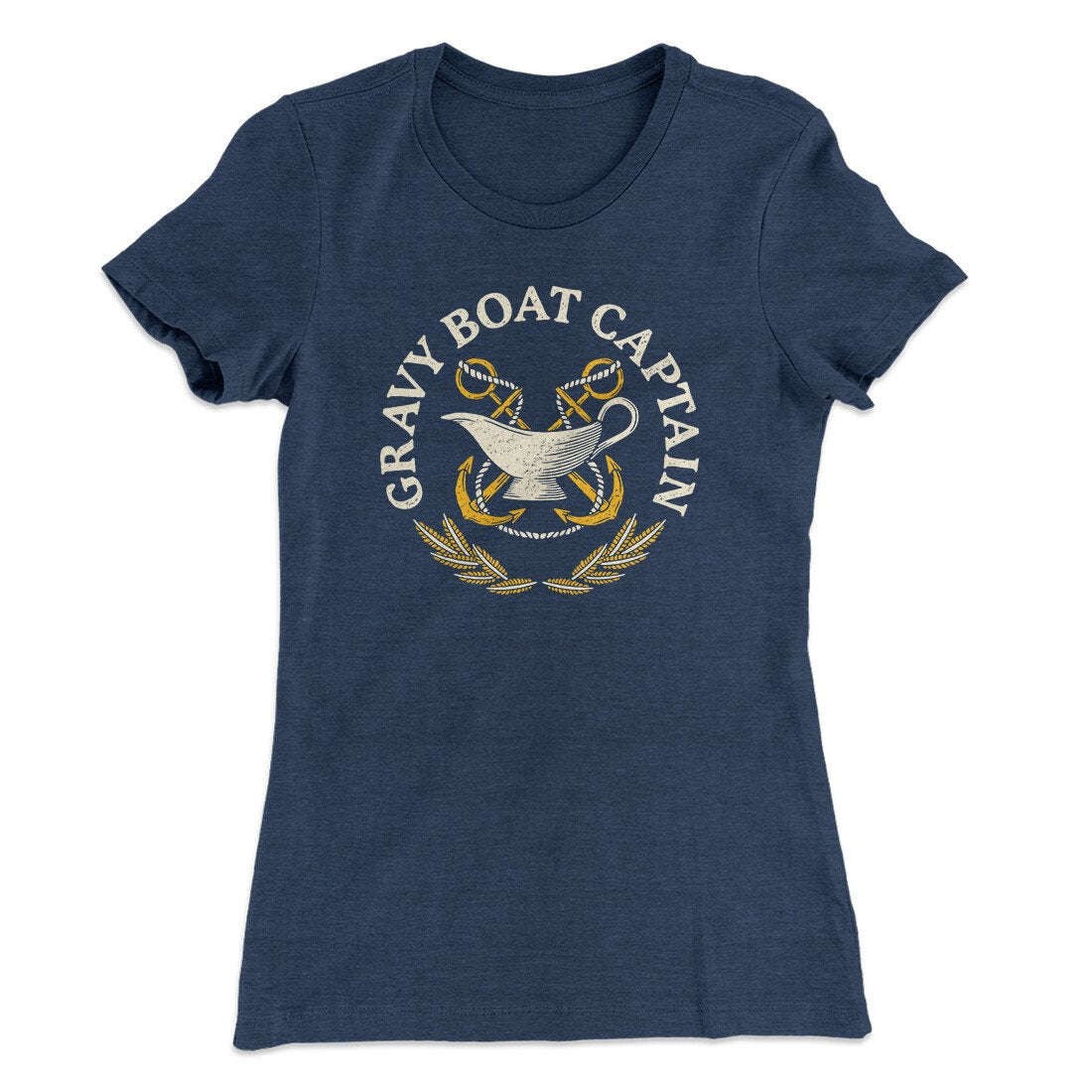 Gravy Boat Captain Funny Thanksgiving Women's T-Shirt Indigo | Funny Shirt from Famous In Real Life