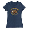 Touchdowns And Turkeys Funny Thanksgiving Women's T-Shirt Indigo | Funny Shirt from Famous In Real Life