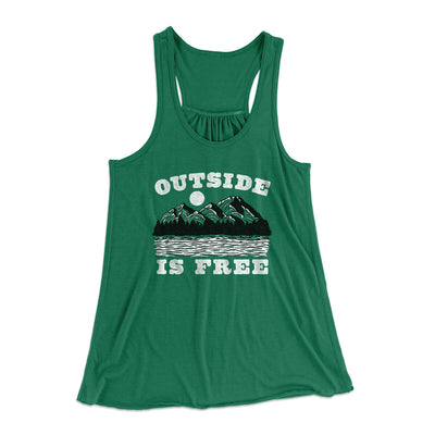 Outside Is Free Women's Flowey Racerback Tank Top Kelly Green | Funny Shirt from Famous In Real Life