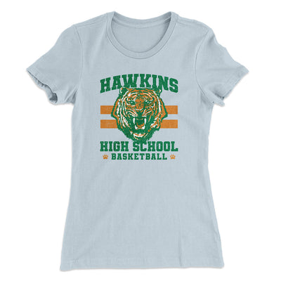 Hawkins Tigers Basketball Women's T-Shirt Light Blue | Funny Shirt from Famous In Real Life
