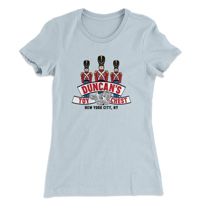 Duncan’s Toy Chest Women's T-Shirt Light Blue | Funny Shirt from Famous In Real Life