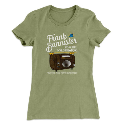 Frank Bannister Psychic Investigator Women's T-Shirt Light Olive | Funny Shirt from Famous In Real Life