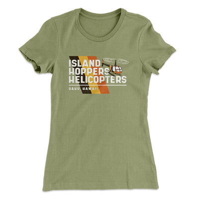 Island Hoppers Helicopters Women's T-Shirt Light Olive | Funny Shirt from Famous In Real Life