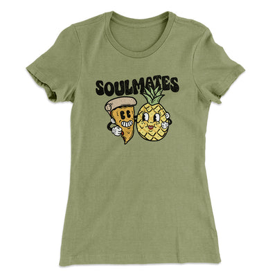 Soulmates Pineapple & Pizza Women's T-Shirt Light Olive | Funny Shirt from Famous In Real Life