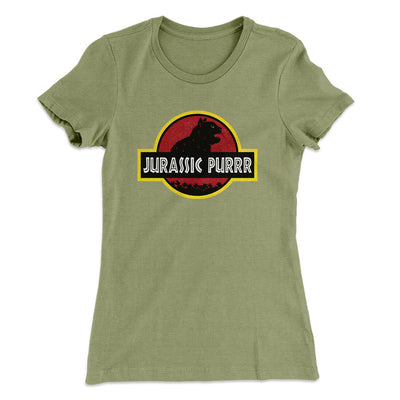 Jurassic Purr Women's T-Shirt Light Olive | Funny Shirt from Famous In Real Life
