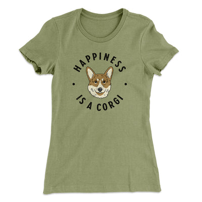 Happiness Is A Corgi Women's T-Shirt Light Olive | Funny Shirt from Famous In Real Life