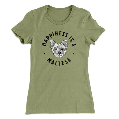 Happiness Is A Maltese Women's T-Shirt Light Olive | Funny Shirt from Famous In Real Life
