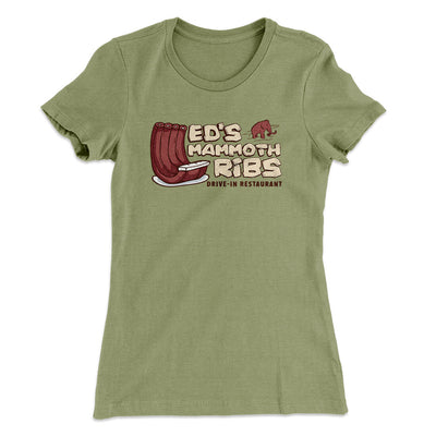 Ed's Mammoth Ribs Women's T-Shirt Light Olive | Funny Shirt from Famous In Real Life