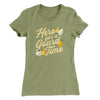 Here For A Gourd Time Funny Thanksgiving Women's T-Shirt Light Olive | Funny Shirt from Famous In Real Life