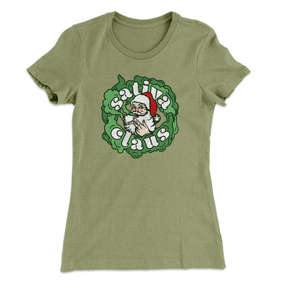 Sativa Claus Women's T-Shirt Light Olive | Funny Shirt from Famous In Real Life