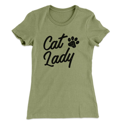 Cat Lady Women's T-Shirt Light Olive | Funny Shirt from Famous In Real Life