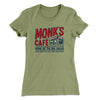 Monk's Cafe Women's T-Shirt Light Olive | Funny Shirt from Famous In Real Life