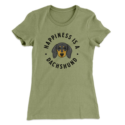Happiness Is A Dachshund Women's T-Shirt Light Olive | Funny Shirt from Famous In Real Life