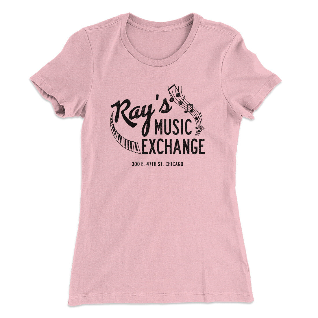 Rays Music Exchange Women's T-Shirt Light Pink | Funny Shirt from Famous In Real Life