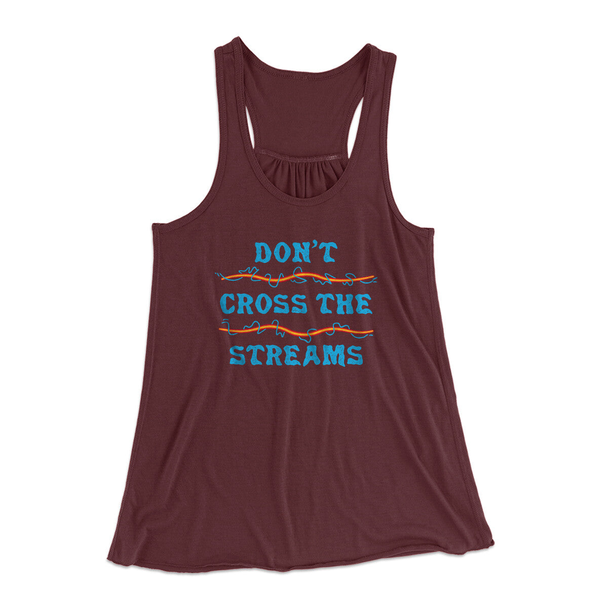 Don't Cross Streams Women's Flowey Racerback Tank Top Maroon | Funny Shirt from Famous In Real Life