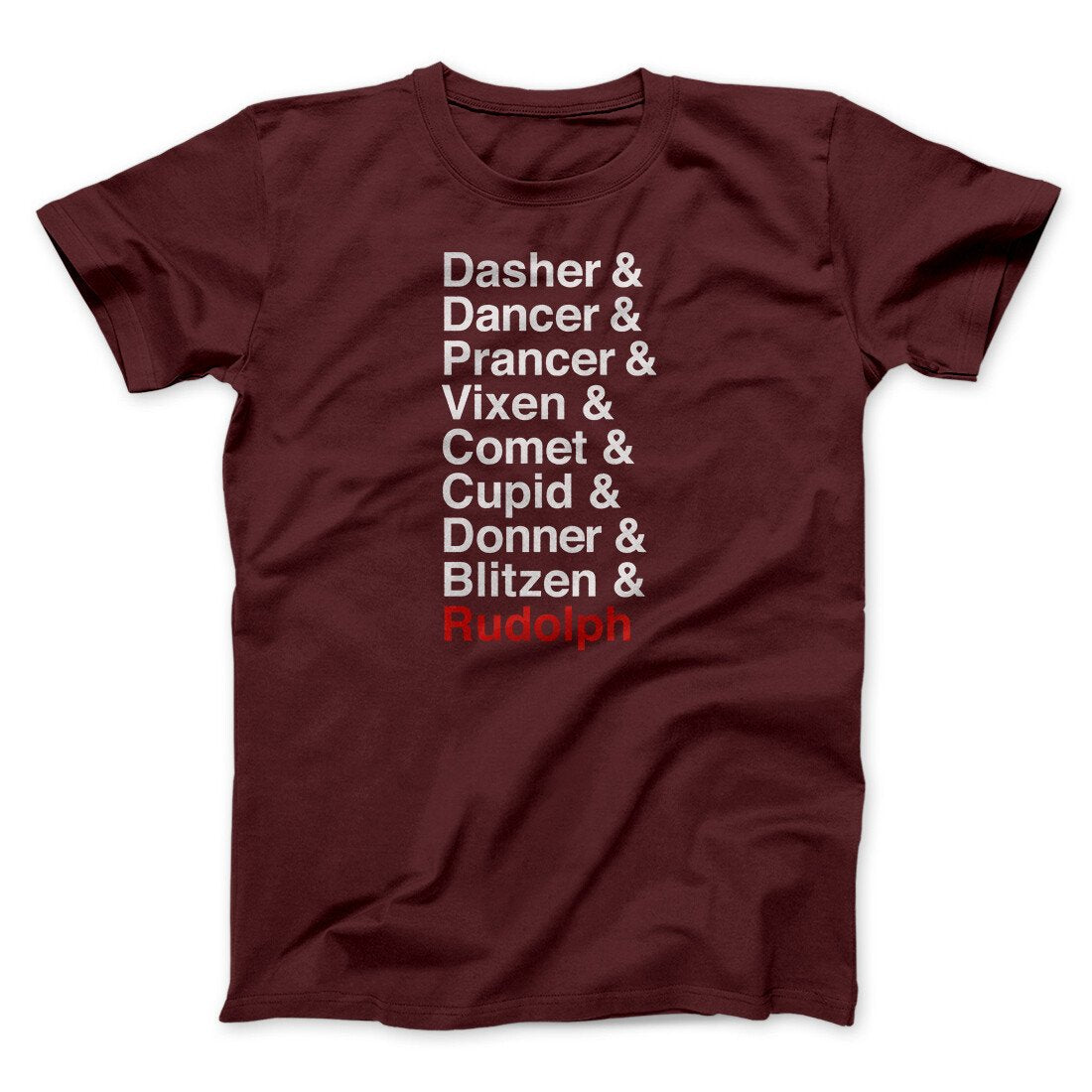 Reindeer Names Men/Unisex T-Shirt | Funny Shirt from Famous In Real Life