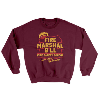 Fire Marshal Bill Fire Safety School Ugly Sweater Maroon | Funny Shirt from Famous In Real Life