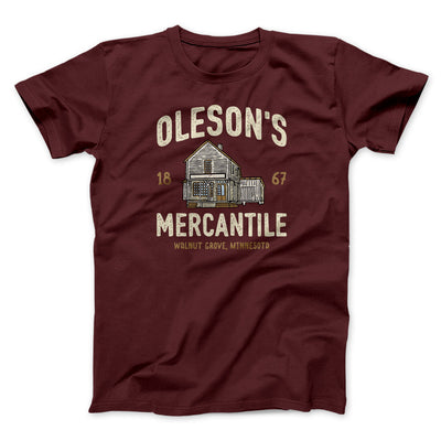 Oleson's Mercantile Funny Movie Men/Unisex T-Shirt Maroon | Funny Shirt from Famous In Real Life