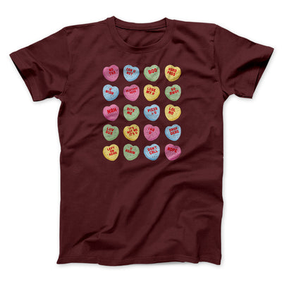 Candy Heart Anti-Valentines Men/Unisex T-Shirt Maroon | Funny Shirt from Famous In Real Life