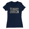 Turkey & Mashed Potatoes 2024 Funny Thanksgiving Women's T-Shirt Midnight Navy | Funny Shirt from Famous In Real Life