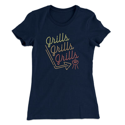 Grills Grills Grills Women's T-Shirt Midnight Navy | Funny Shirt from Famous In Real Life