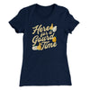 Here For A Gourd Time Funny Thanksgiving Women's T-Shirt Midnight Navy | Funny Shirt from Famous In Real Life