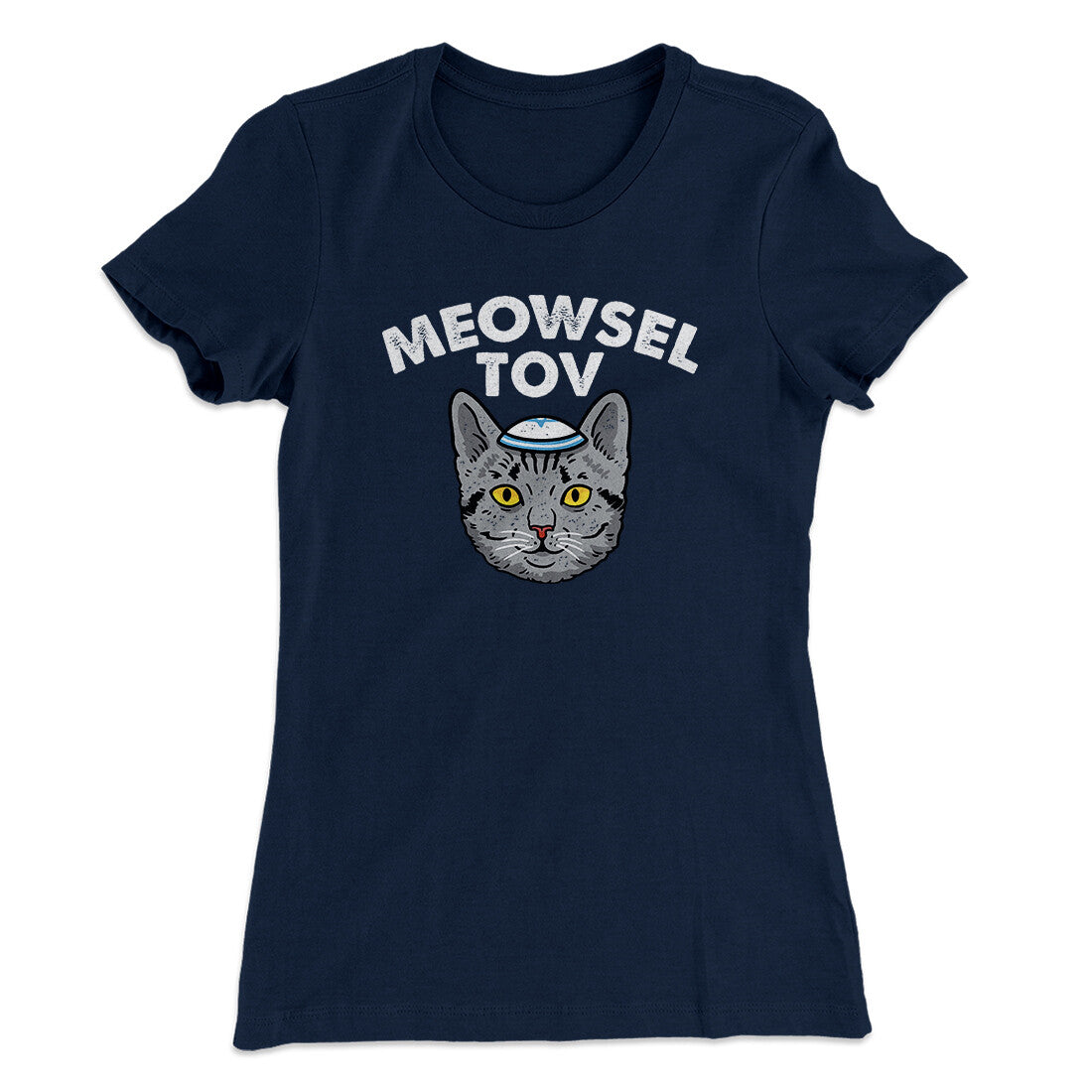 Meowsel Tov Women's T-Shirt Midnight Navy | Funny Shirt from Famous In Real Life