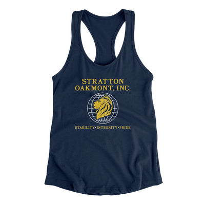 Stratton Oakmont Inc Women's Racerback Tank Midnight Navy | Funny Shirt from Famous In Real Life