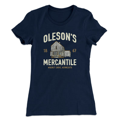 Oleson's Mercantile Women's T-Shirt Midnight Navy | Funny Shirt from Famous In Real Life