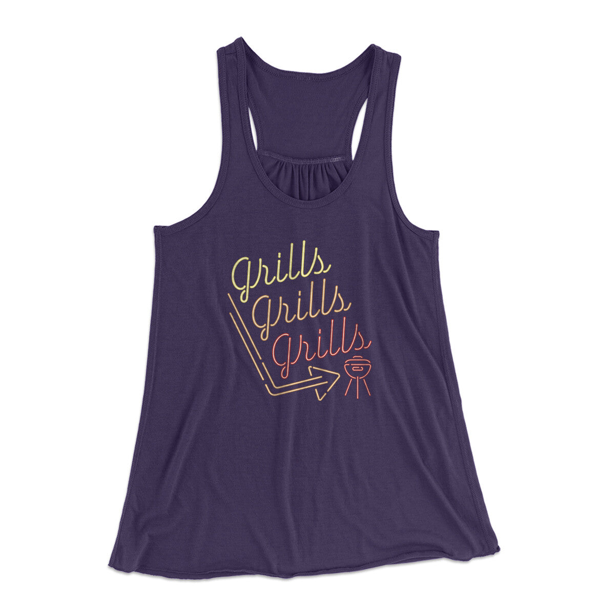 Grills Grills Grills Women's Flowey Racerback Tank Top Midnight | Funny Shirt from Famous In Real Life