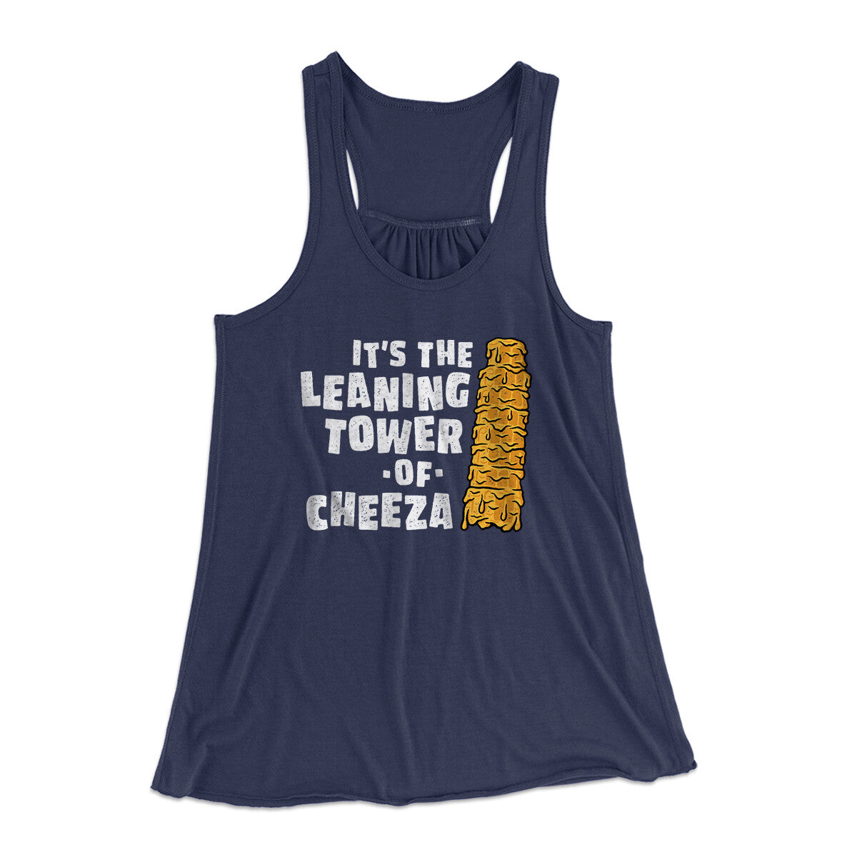 It's The Leaning Tower Of Cheeza Women's Flowey Racerback Tank Top Midnight | Funny Shirt from Famous In Real Life