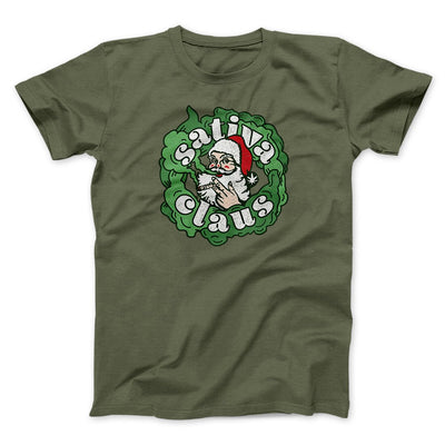 Sativa Claus Men/Unisex T-Shirt Military Green | Funny Shirt from Famous In Real Life