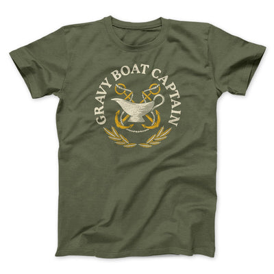 Gravy Boat Captain Funny Thanksgiving Men/Unisex T-Shirt Military Green | Funny Shirt from Famous In Real Life