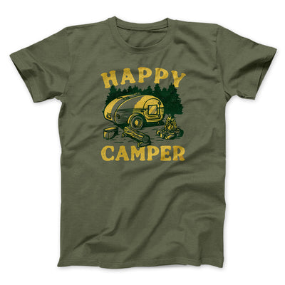 Happy Camper Men/Unisex T-Shirt Military Green | Funny Shirt from Famous In Real Life