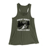 Great Minds Think A Hike Women's Flowey Racerback Tank Top Military Green | Funny Shirt from Famous In Real Life