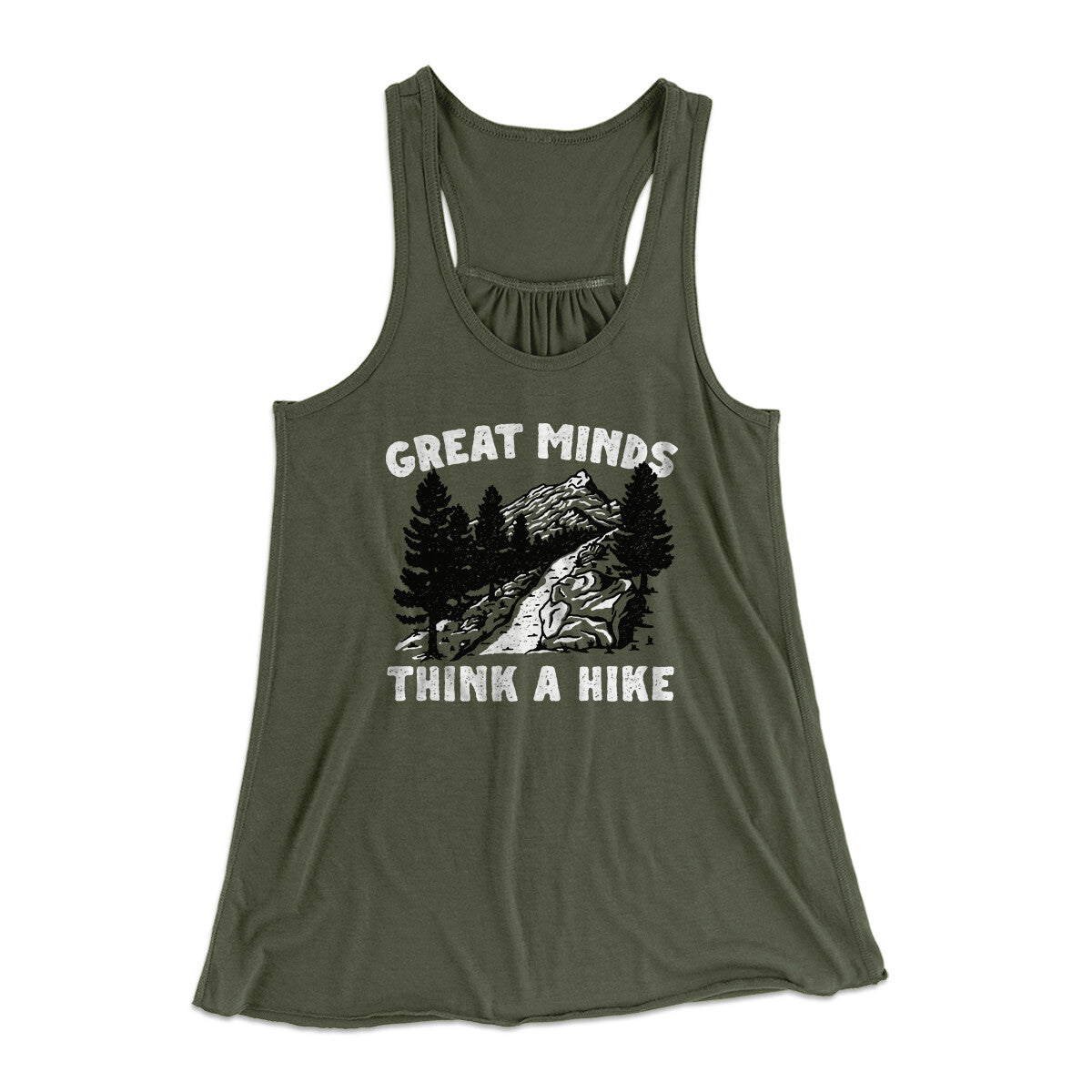 Great Minds Think A Hike Women's Flowey Racerback Tank Top | Funny Shirt from Famous In Real Life