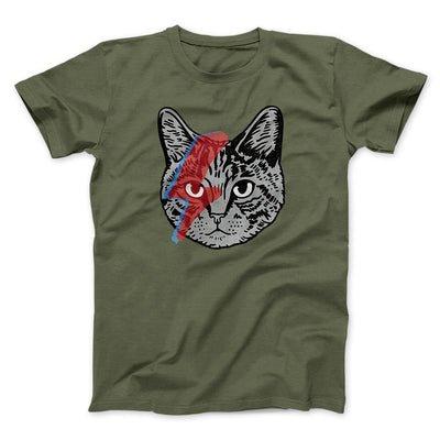 Bowie Cat Men/Unisex T-Shirt Military Green | Funny Shirt from Famous In Real Life